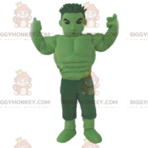 Traje de mascote BIGGYMONKEY™ de guerreiro de mangá verde.