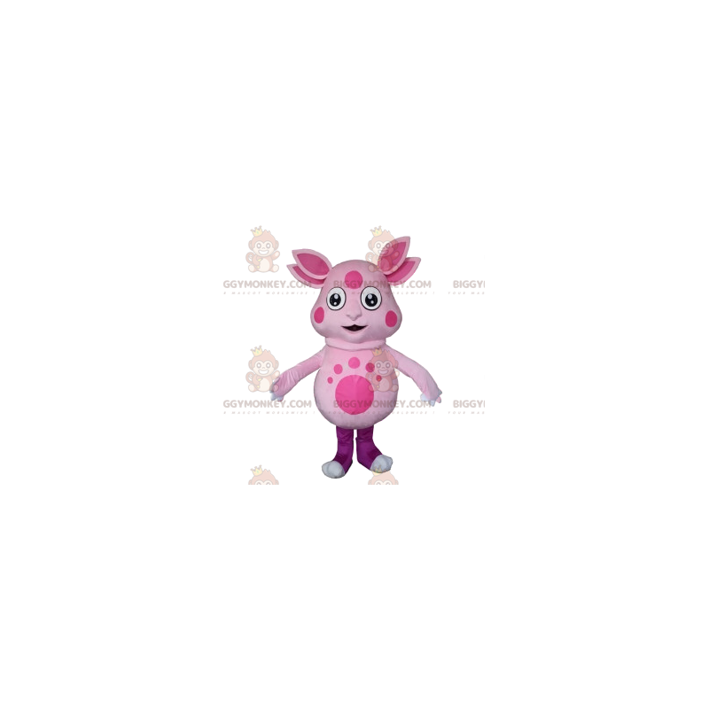 BIGGYMONKEY™ maskotkostume Pink Alien med fire ører -