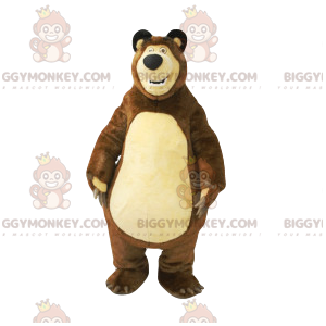 BIGGYMONKEY™ Braunbär-Maskottchen-Kostüm mit dickem Bauch.