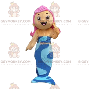 Costume de mascotte BIGGYMONKEY™ de sirène aux cheveux roses.