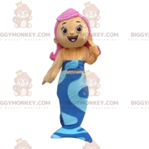 Disfraz de mascota BIGGYMONKEY™ de sirena de pelo rosa. disfraz