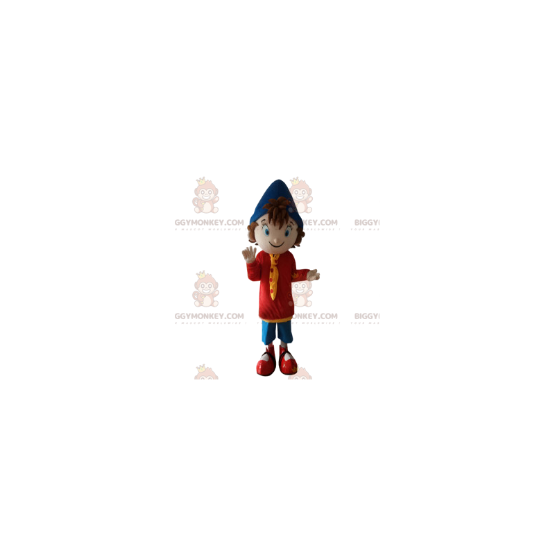 Fato de mascote de menino BIGGYMONKEY™ com chapéu pontudo azul