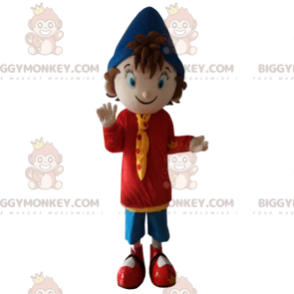 Fato de mascote de menino BIGGYMONKEY™ com chapéu pontudo azul