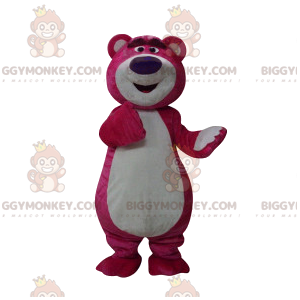 BIGGYMONKEY™ mascot costume of fushia bear with a big purple