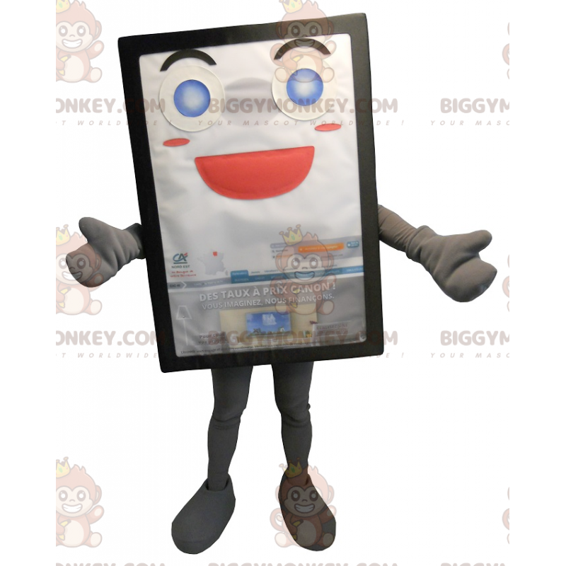 Costume de mascotte BIGGYMONKEY™ de panneau publicitaire gris