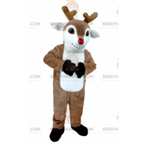 Costume mascotte BIGGYMONKEY™ marrone e bianco Caribou Moose