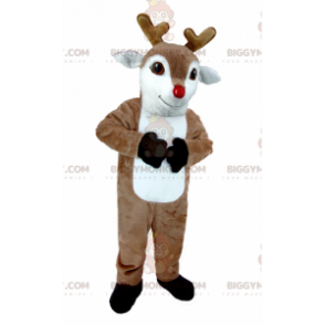 Costume de mascotte BIGGYMONKEY™ de renne marron et blanc