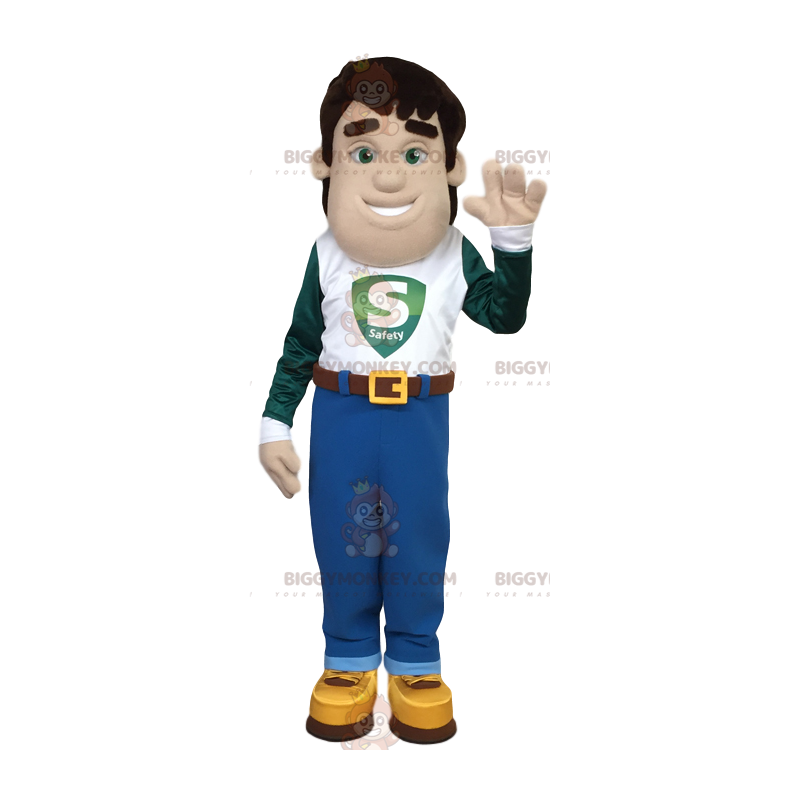 Disfraz de mascota BIGGYMONKEY™ para hombre en jeans y camiseta