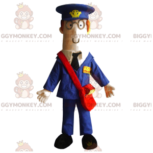 BIGGYMONKEY™-mascottekostuum voor heren met blauw pak en rode