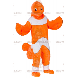 Costume da mascotte pesce pagliaccio arancione e bianco