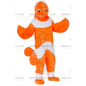 Costume da mascotte pesce pagliaccio arancione e bianco