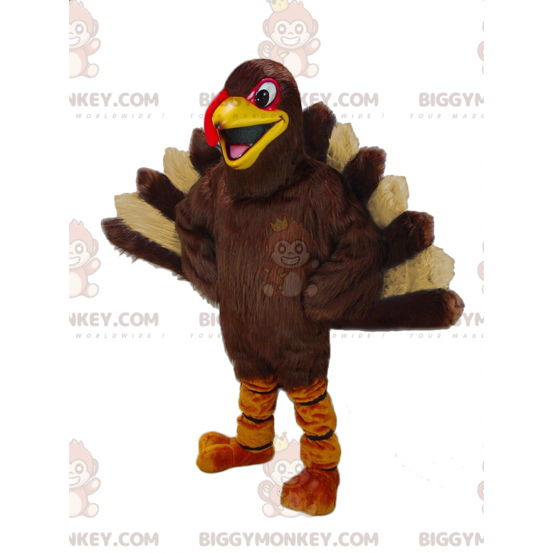 Kæmpe brun og beige påfugl BIGGYMONKEY™ maskotkostume -