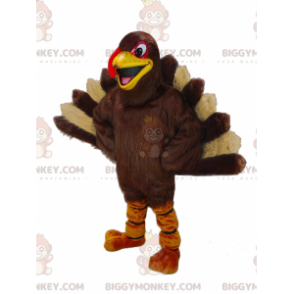 Costume da mascotte BIGGYMONKEY™ pavone gigante marrone e beige