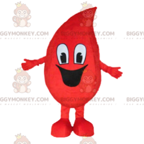 Costume de mascotte BIGGYMONKEY™ de goutte de sang souriante.