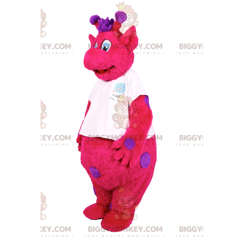 Disfraz de mascota BIGGYMONKEY™ jirafa fucsia con lunares