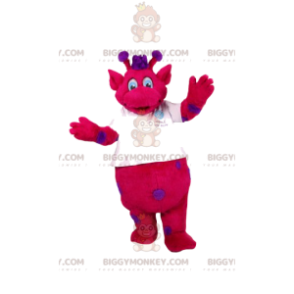 Kostým maskota BIGGYMONKEY™ fuchsiová žirafa s fialovými