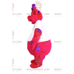 BIGGYMONKEY™ costume mascotte giraffa fucsia a pois viola.