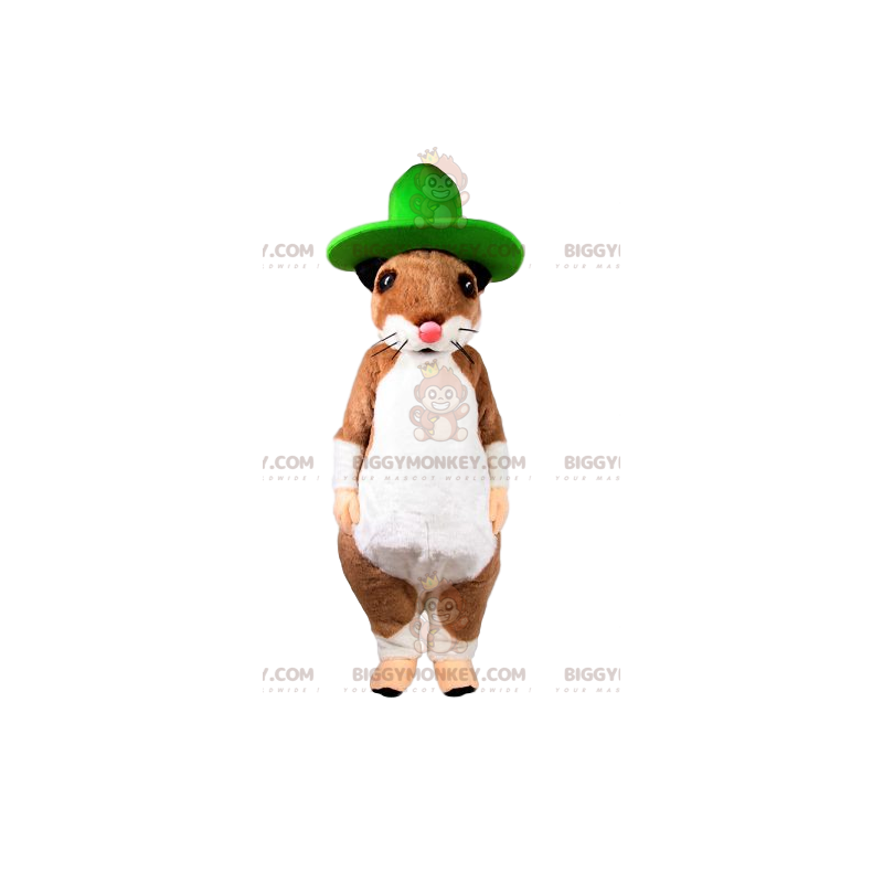 Fato de mascote BIGGYMONKEY™ de rato bege e branco com sombrero