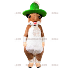 Fato de mascote BIGGYMONKEY™ de rato bege e branco com sombrero