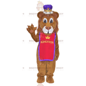 Lion BIGGYMONKEY™ Mascot Costume with Beautiful Purple Crown –