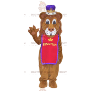 Lion BIGGYMONKEY™ Mascot Costume with Beautiful Purple Crown -