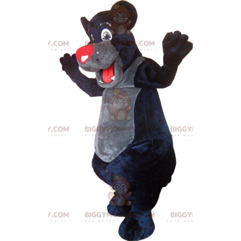 BIGGYMONKEY™ mascot costume of black bear with a red muzzle.