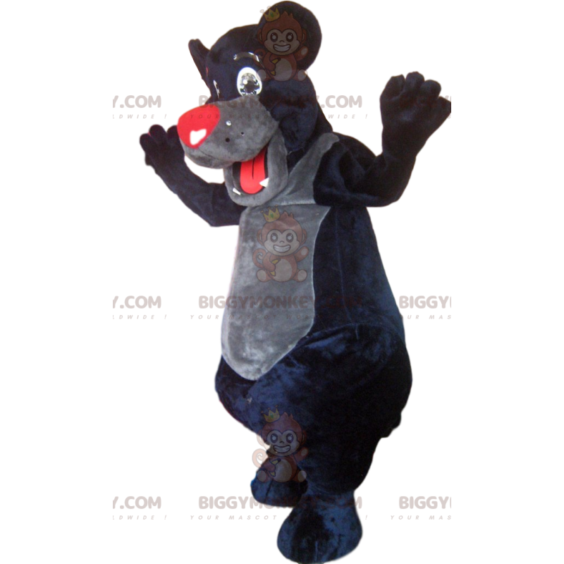 Disfraz de mascota BIGGYMONKEY™ de oso negro con hocico rojo.