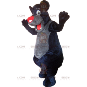 BIGGYMONKEY™ maskotkostume af sort bjørn med rødt næseparti.