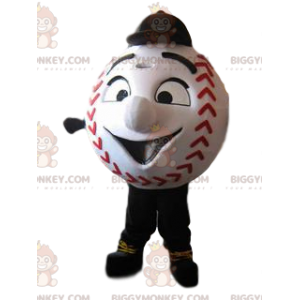 Disfraz de mascota BIGGYMONKEY™ de béisbol rojo y blanco. -