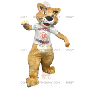 Costume da mascotte Cougar BIGGYMONKEY™ con maglia del tifoso.