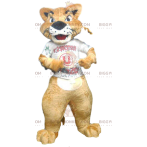 Traje de mascote Cougar BIGGYMONKEY™ com camisa de torcedor. –