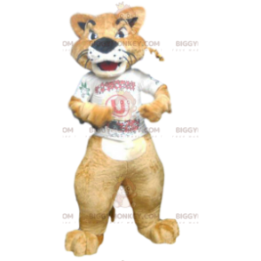 Costume da mascotte Cougar BIGGYMONKEY™ con maglia del tifoso.