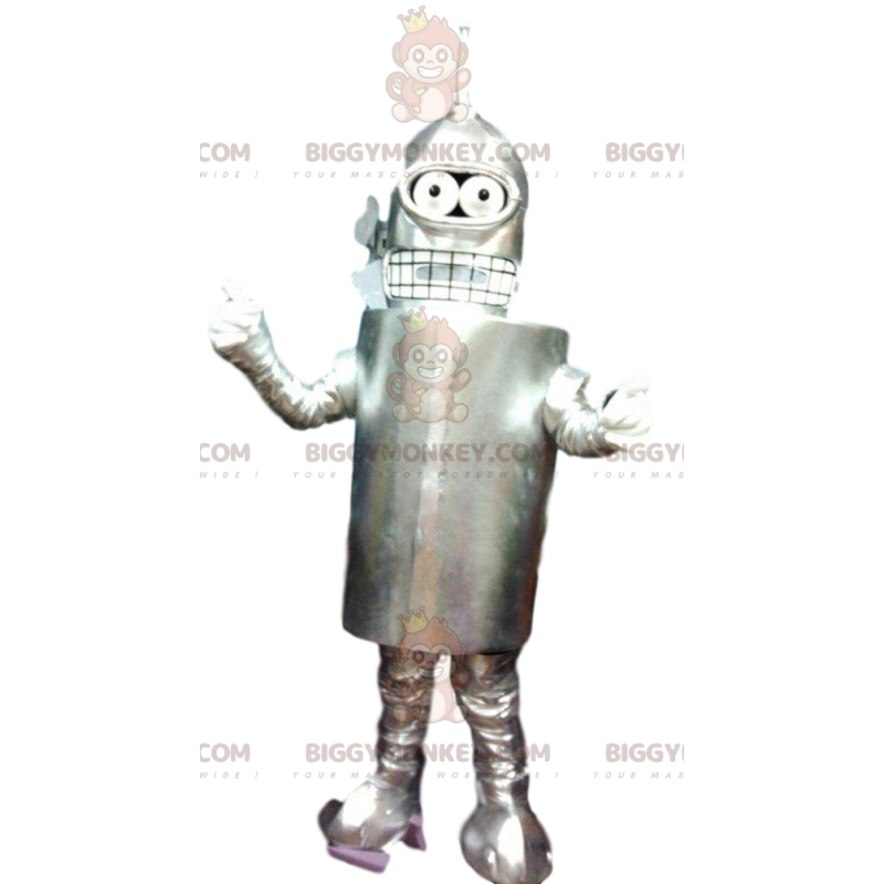 Costume de mascotte BIGGYMONKEY™ de robot gris extraterrestre.