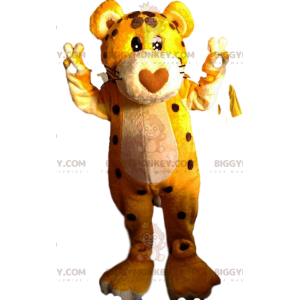 BIGGYMONKEY™ costume da mascotte di leopardo con il muso a