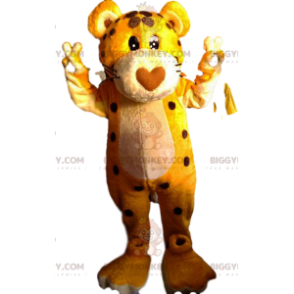 BIGGYMONKEY™ mascot costume of leopard with its heart-shaped