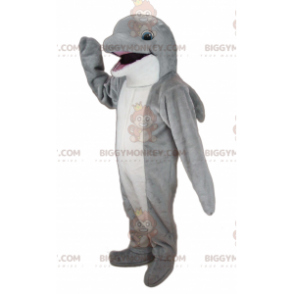 Costume da mascotte BIGGYMONKEY™ delfino grigio e bianco