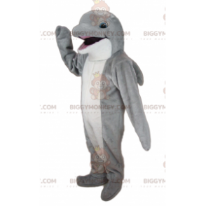 Riesiger grau-weißer Delfin BIGGYMONKEY™ Maskottchen-Kostüm -