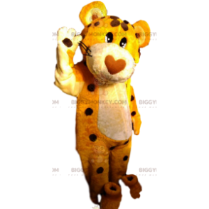 BIGGYMONKEY™ mascot costume of leopard with its heart-shaped