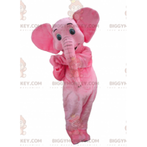 Χαριτωμένη και πολύχρωμη στολή μασκότ με ροζ ελέφαντα