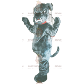 BIGGYMONKEY™ Mascot Costume Gray Bulldog With Huge Fangs –