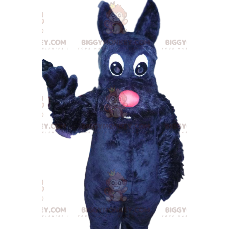 BIGGYMONKEY™ Μασκότ Κοστούμι Μικρό μαύρο σκυλί με ροζ ρύγχος -