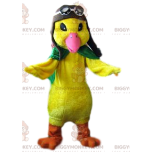 Big Yellow Chick BIGGYMONKEY™ maskottiasu lentäjäasussa -