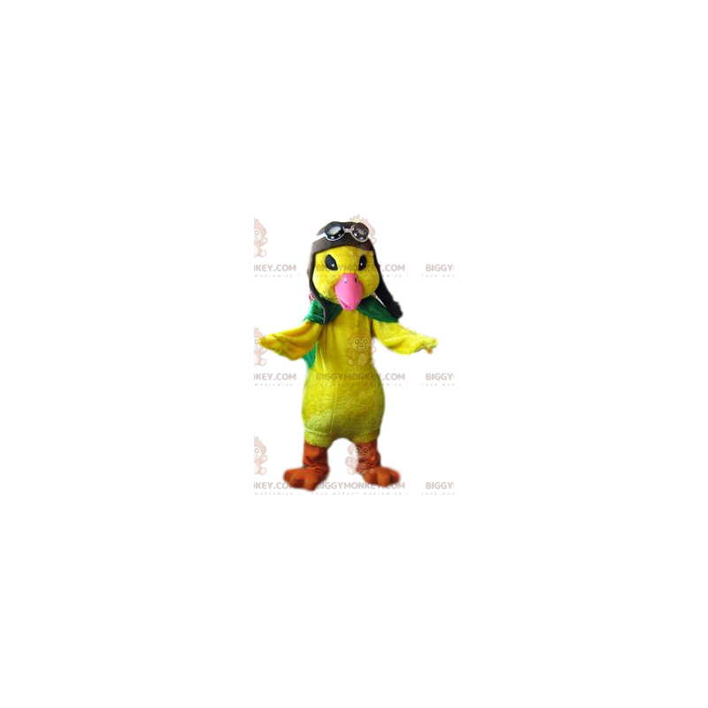 Big Yellow Chick BIGGYMONKEY™ Mascot Costume In Aviator Outfit