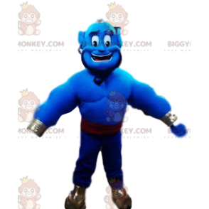 Blauw Genie BIGGYMONKEY™ mascottekostuum van Aladdin. Genie