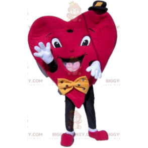 Kostým maskota Heart BIGGYMONKEY™ s malým kloboukem a motýlkem