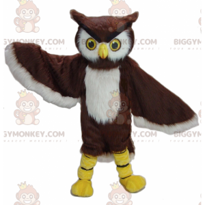 Fantasia de mascote BIGGYMONKEY™ de coruja marrom e branca –