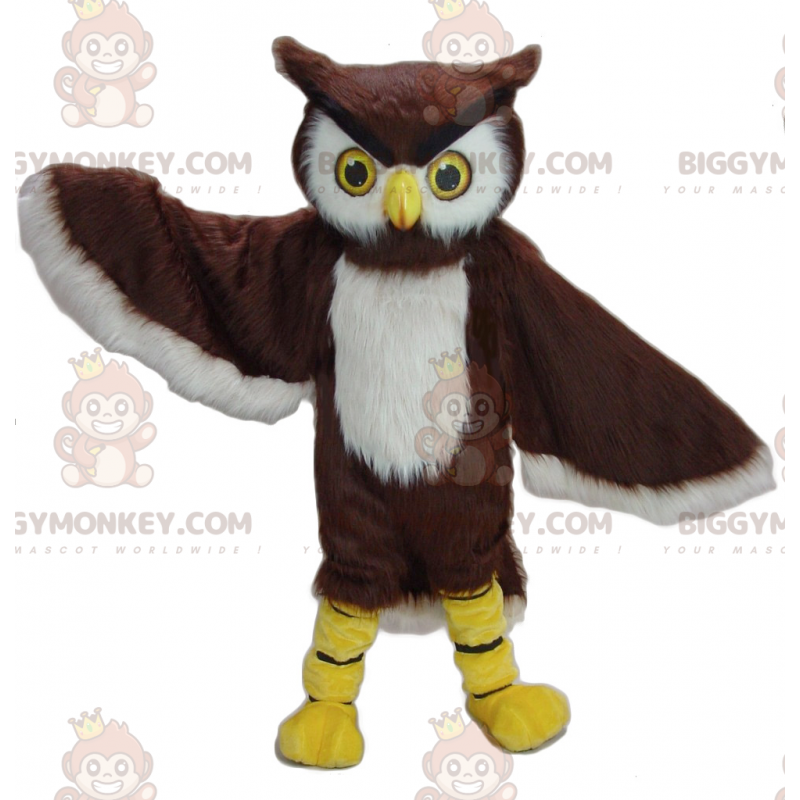 Disfraz de mascota BIGGYMONKEY™ de búho marrón y blanco -