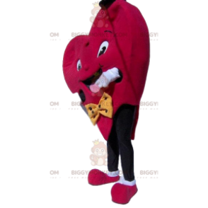 Heart BIGGYMONKEY™ Mascot Costume with Small Hat and Bow Tie -