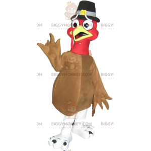 BIGGYMONKEY™ Mascot Costume Tan Turkey With Brown Hat –