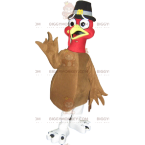 BIGGYMONKEY™ Mascot Costume Tan Turkey With Brown Hat -